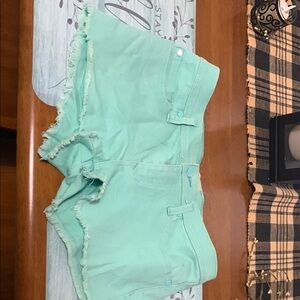 Roxy Green Jean Shorts with Relaxed Fit and Feminine Details